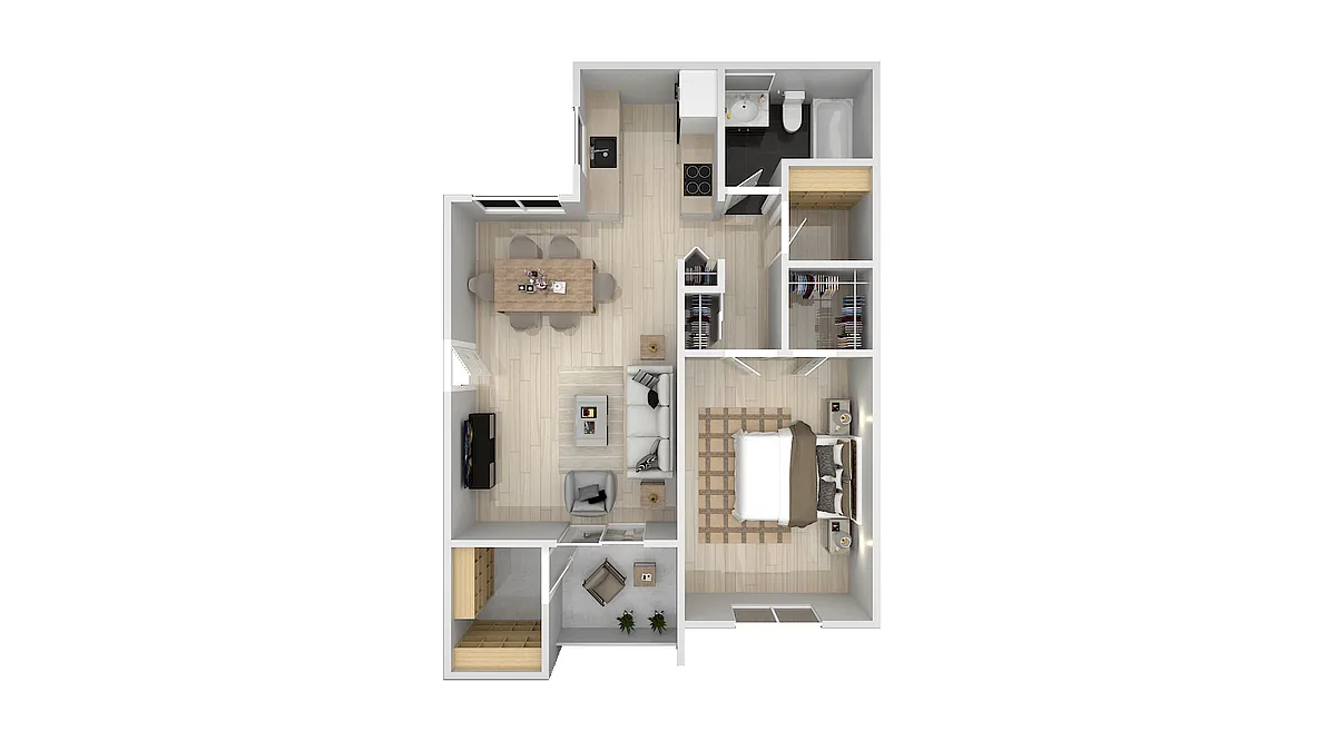 Floor plan 1 Bedroom 1 Bath B