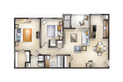 Floor plan 2 Bedroom 1.5 Bath