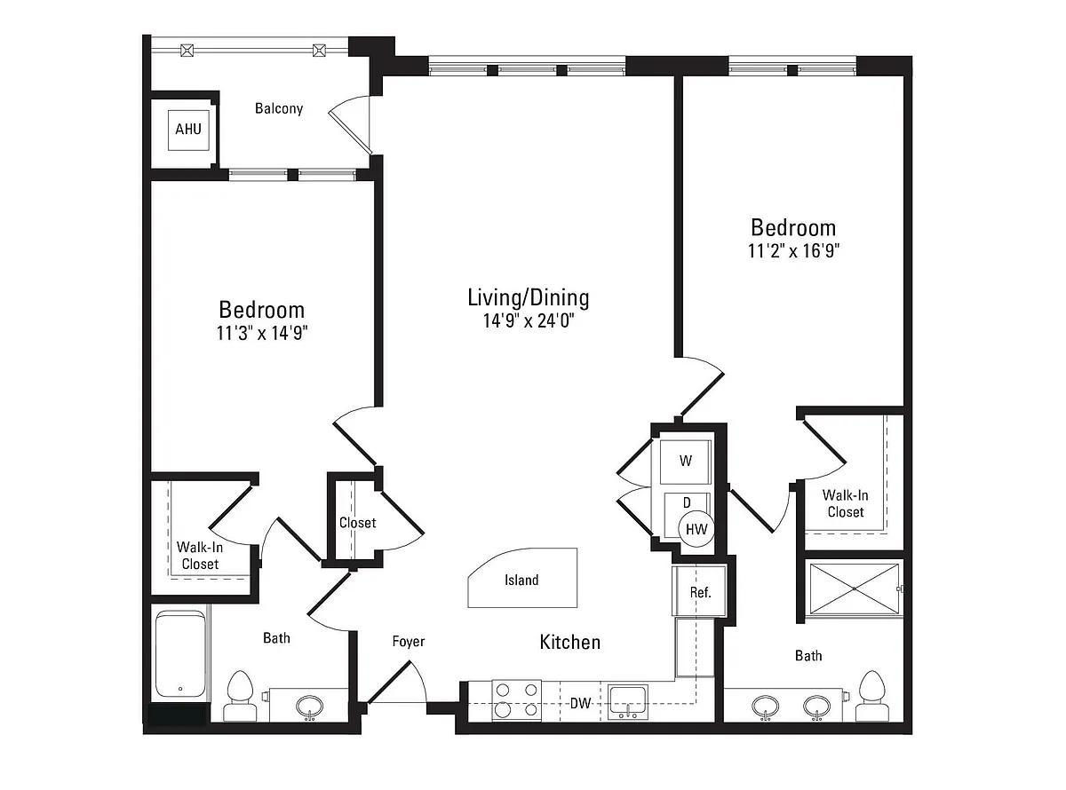 Floor plan 2 Bed 2 Bath B