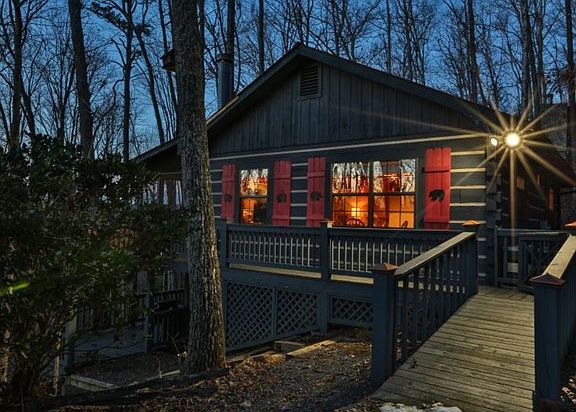 Night time view of house