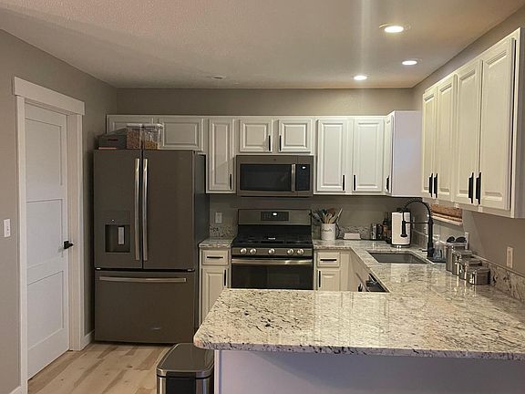 kitchen new appliances, granite, gas range, sink & fuacet