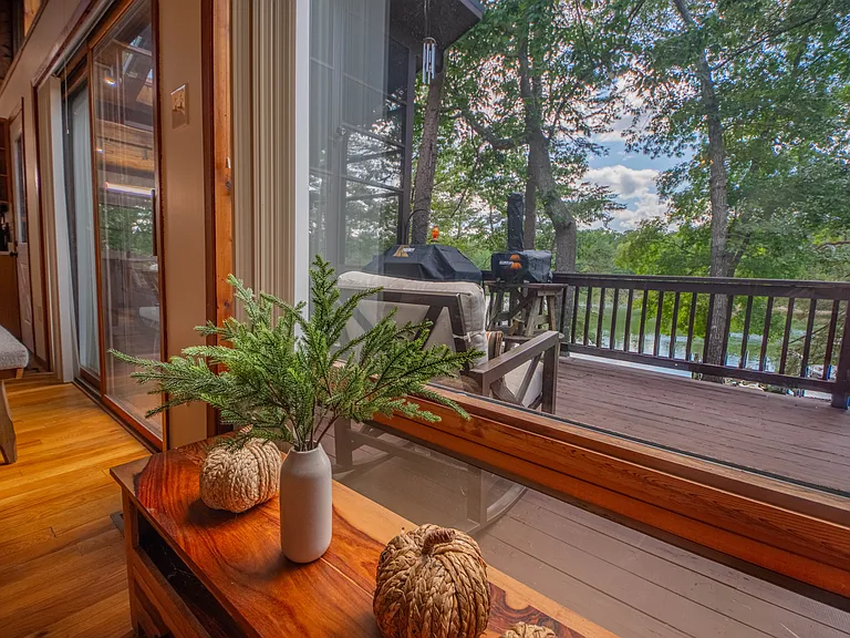 View of wrap around deck from living room