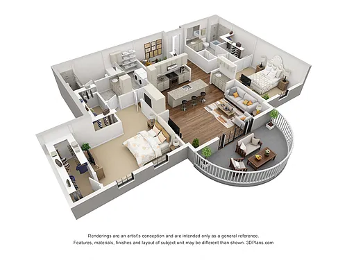 Floor plan 2 Bedroom, 2 Bathroom