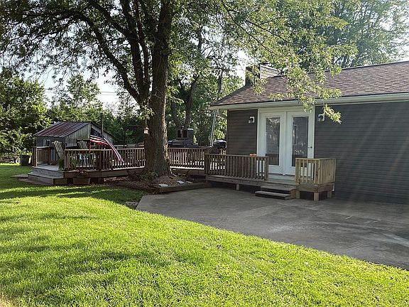 back yard,  large deck  