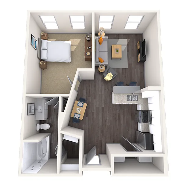 Floor plan Traditional 1x1 705-832 SF