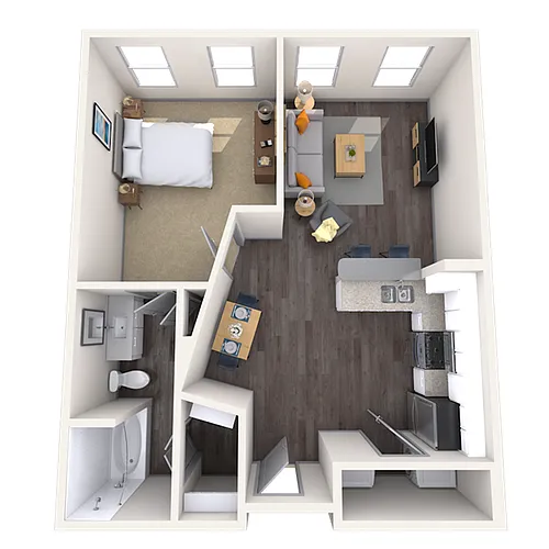 Floor plan Traditional 1x1 705-832 SF