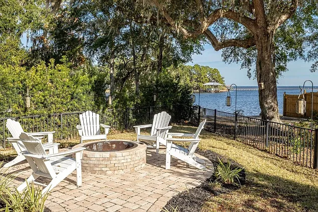 Backyard Fire Pit with Bay Views