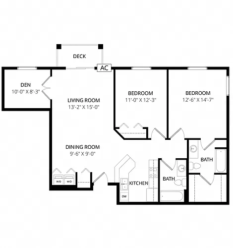 Floor plan 2x2 Den