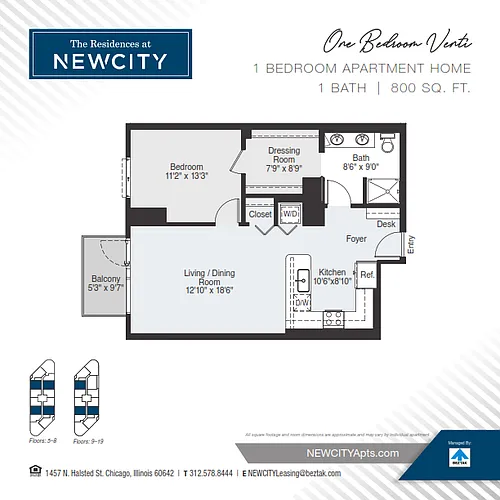 Floor plan One Bedroom Venti