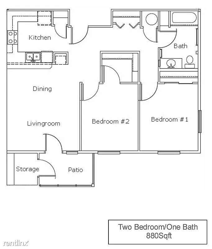 Floor plan Two Bedroom One Bath