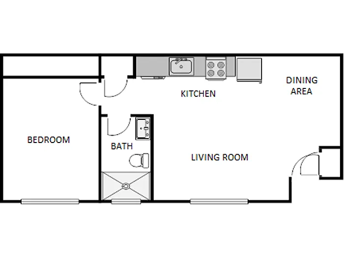 Floor plan 1 Bed / 1 Bath: Type B