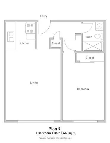 Floor plan 1 Bedroom - Plan 9