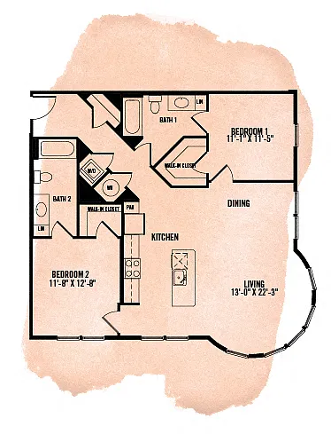 Floor plan Portland Flats B8 2 Bed 2 Bath