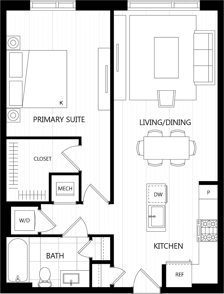 Floor plan 1 Bed/1 Bath-C1MC