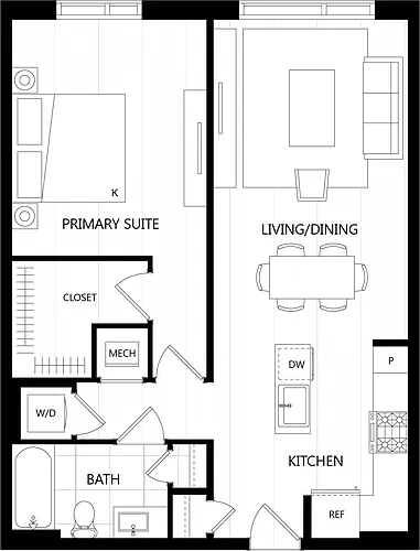 Floor plan 1 Bed/1 Bath-C1MC