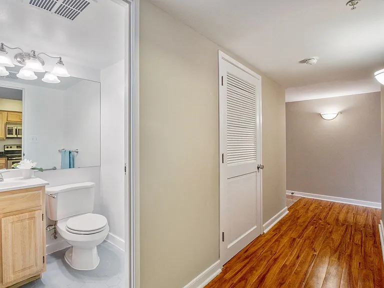 Apartment hall and bathroom entryway