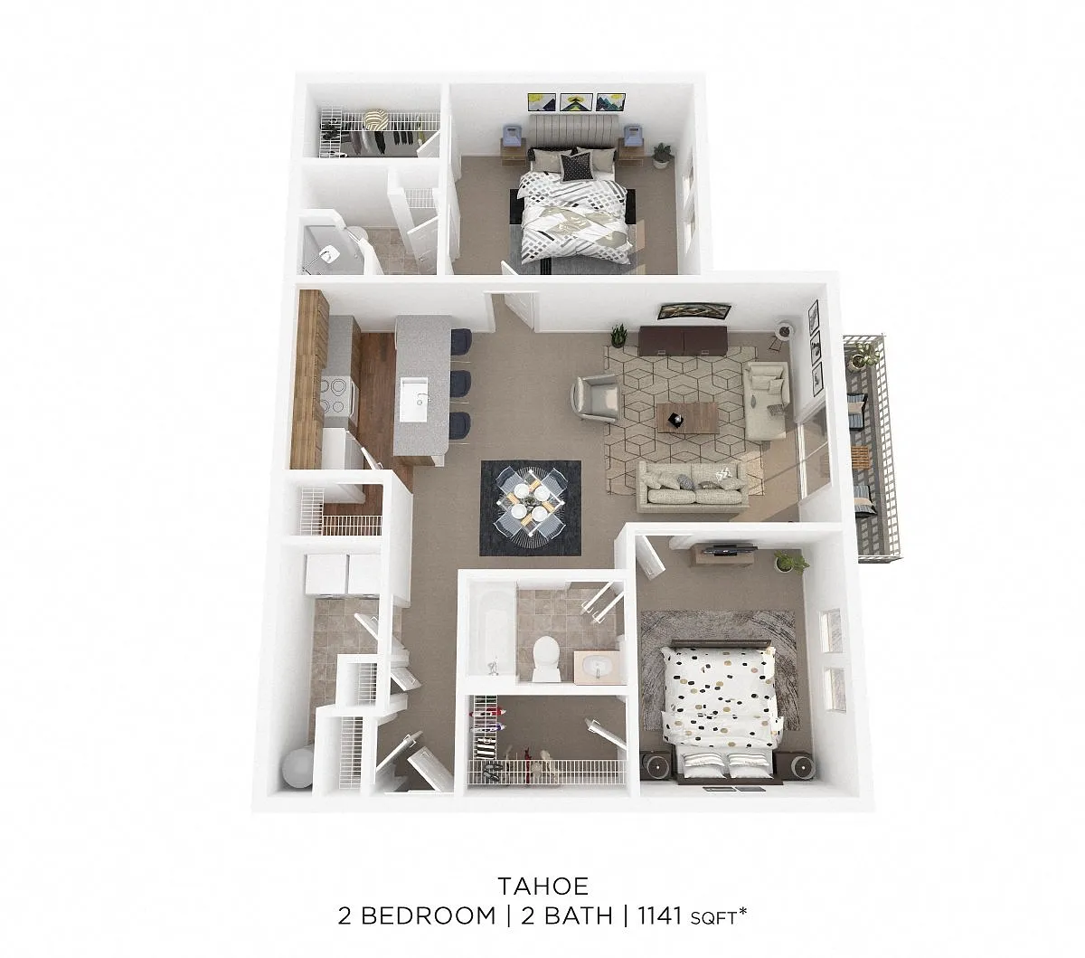 Floor plan Two Bedroom 2 Bath - The Tahoe