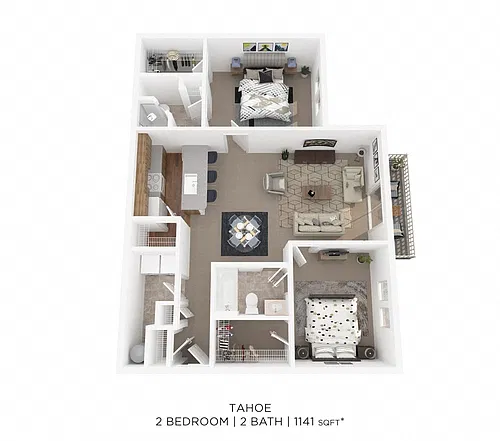 Floor plan Two Bedroom 2 Bath - The Tahoe