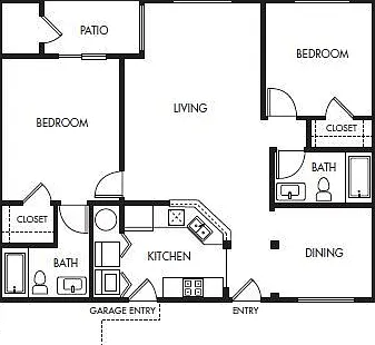 Commons at Briargate - B2 - 2 Beds - 2 Baths - 1052 Sq. ft.