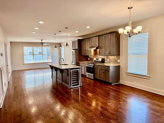 Open concept with hardwood floors