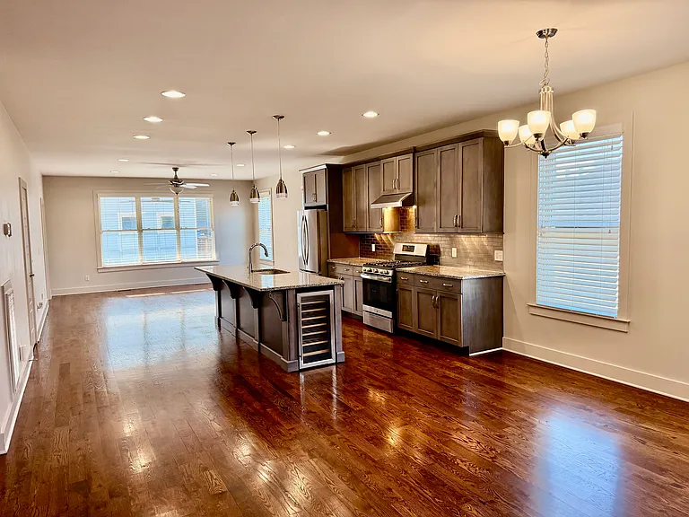 Open concept with hardwood floors