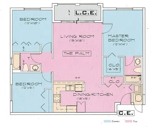 Floor plan Hillside - 3 Bedroom 2 Bath