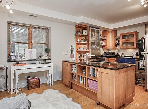 Kitchen with built-in island