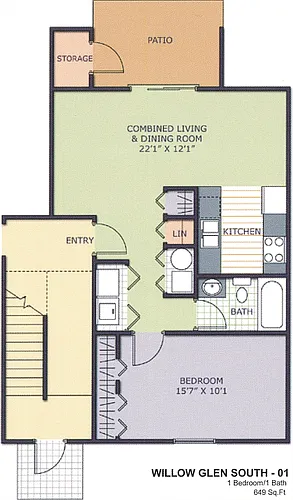 Floor plan 1 bed 1 bath