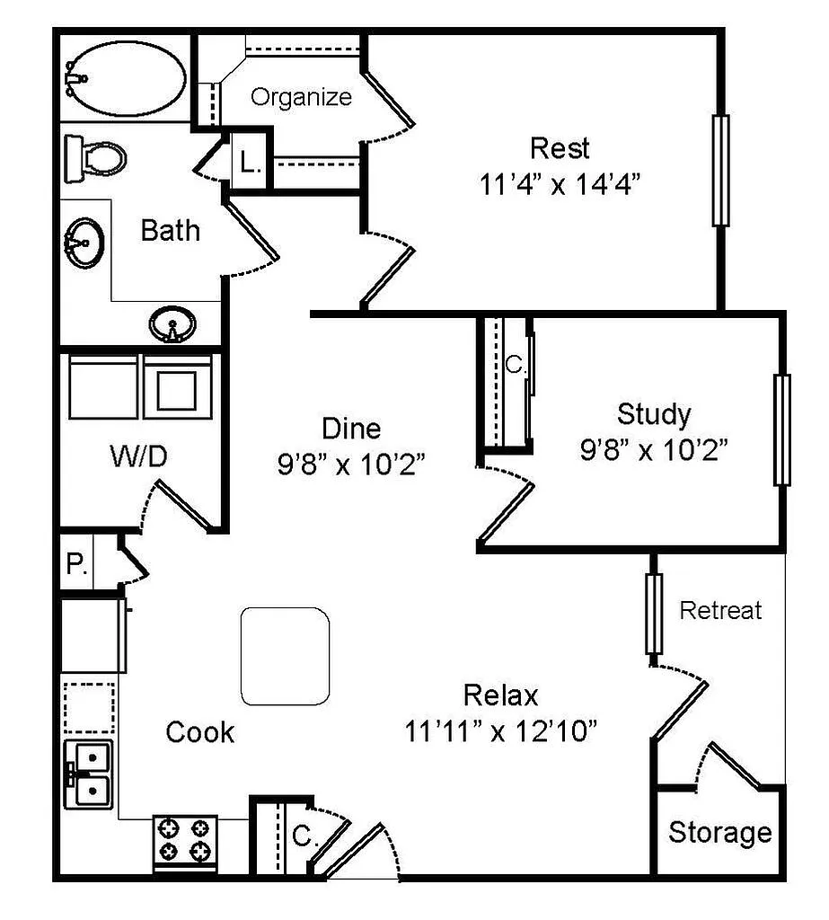 Floor plan B1 Study/Den