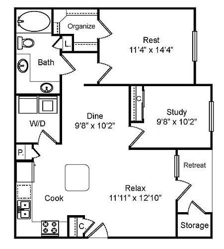Floor plan B1 Study/Den