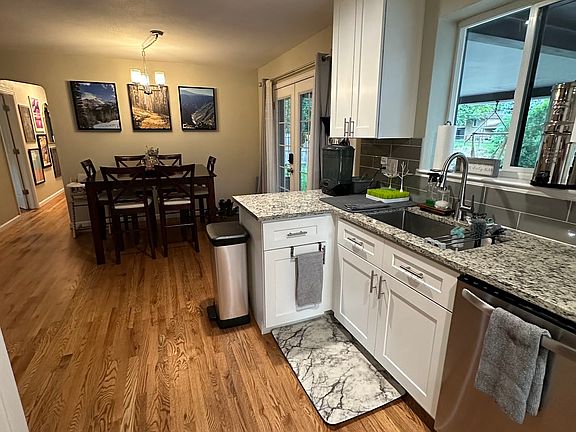 Kitchen with dining area and french doors to the back porch