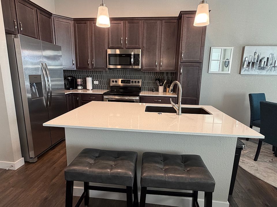 Kitchen area with counter seating