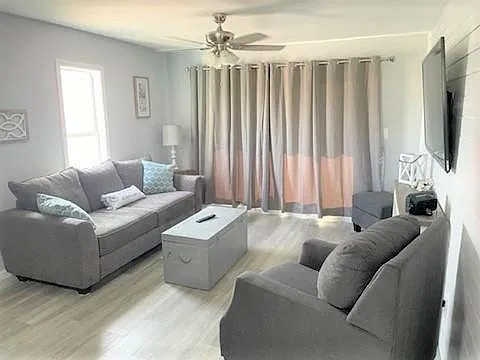 Queen sleeper sofa for overnight guests.