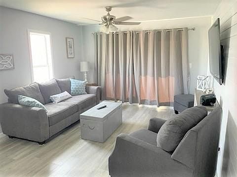 Queen sleeper sofa for overnight guests.