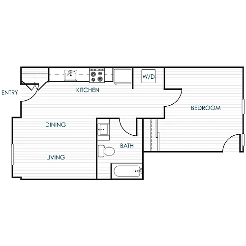 Floor plan 1-Bedroom 1-Bathroom Traditional Rowhome