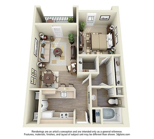 Floor plan 1 Bed x 1 Bath Small A1