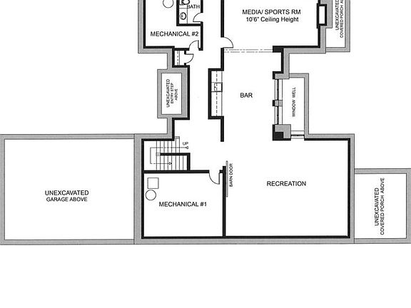BASEMENT FLOOR PLAN with Sports/Rec room with 10'6