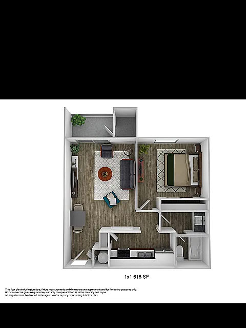 Floor plan Platinum Smaller One Bedroom- with washer/dryer
