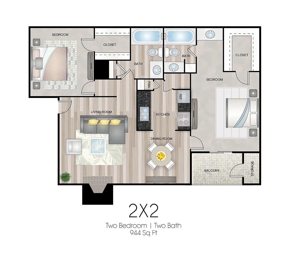 Floor plan 2-2B