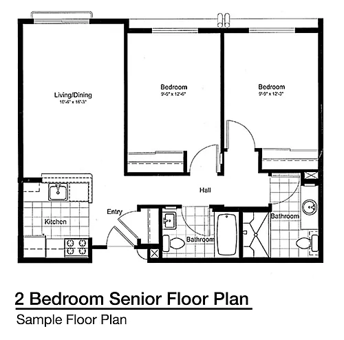 Floor plan 2 Bedroom 2 Bathroom