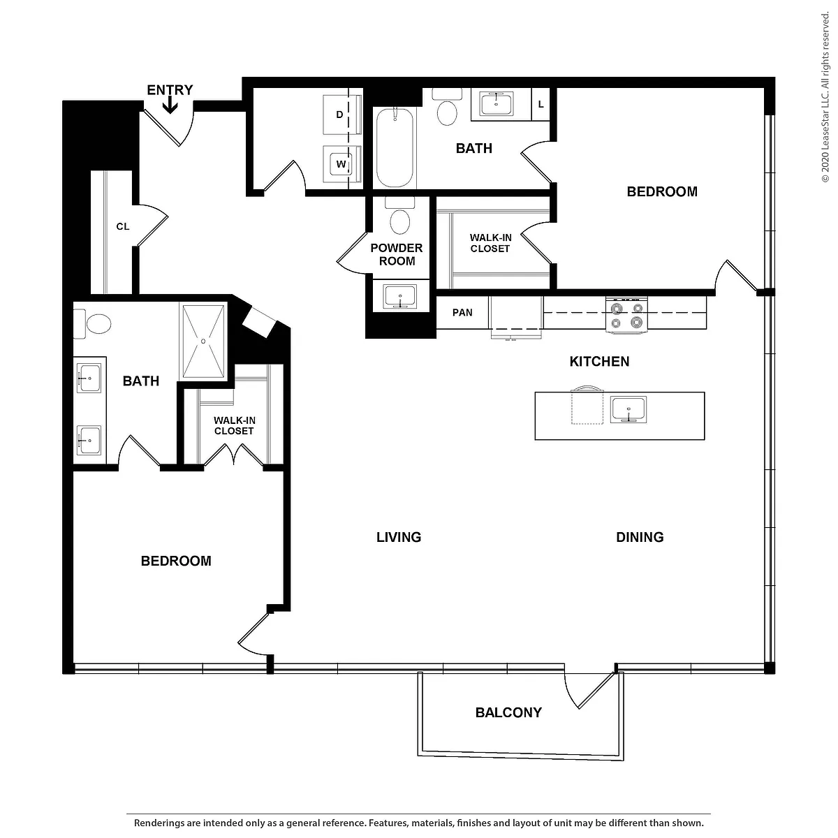 Floor plan 2 Bed/2 Bath-The Collin PH
