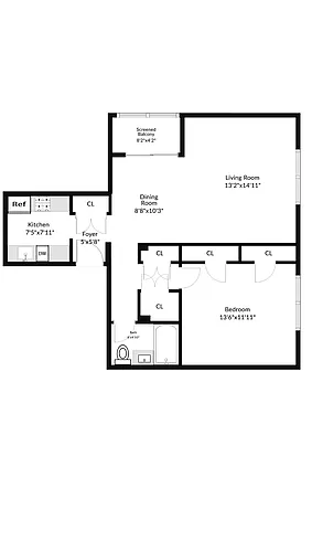 Floor plan 1 Bed 1 Bath 700