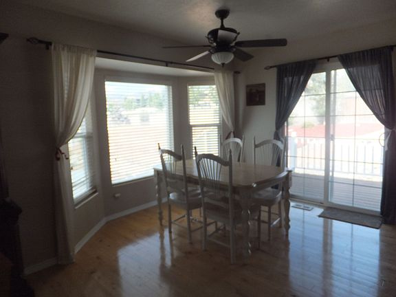 Bay window in dining area