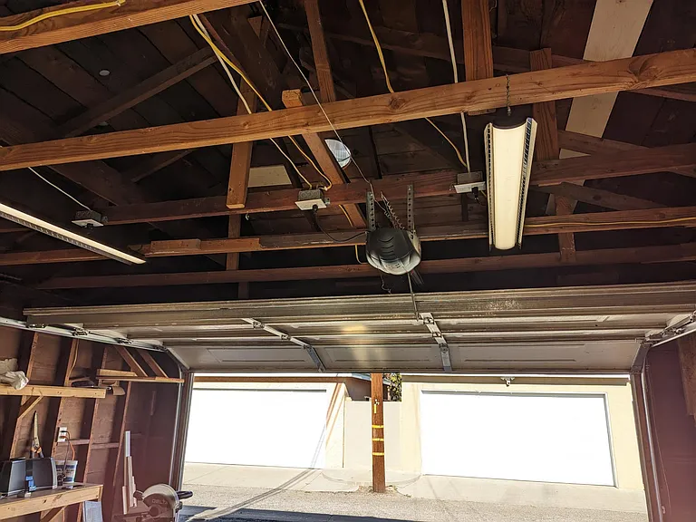 Garage roof with remote control door