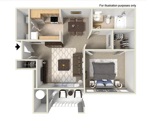 Floor plan A Bartlett 656 SF Reno