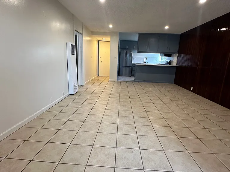 View of the living and dining room from patio.