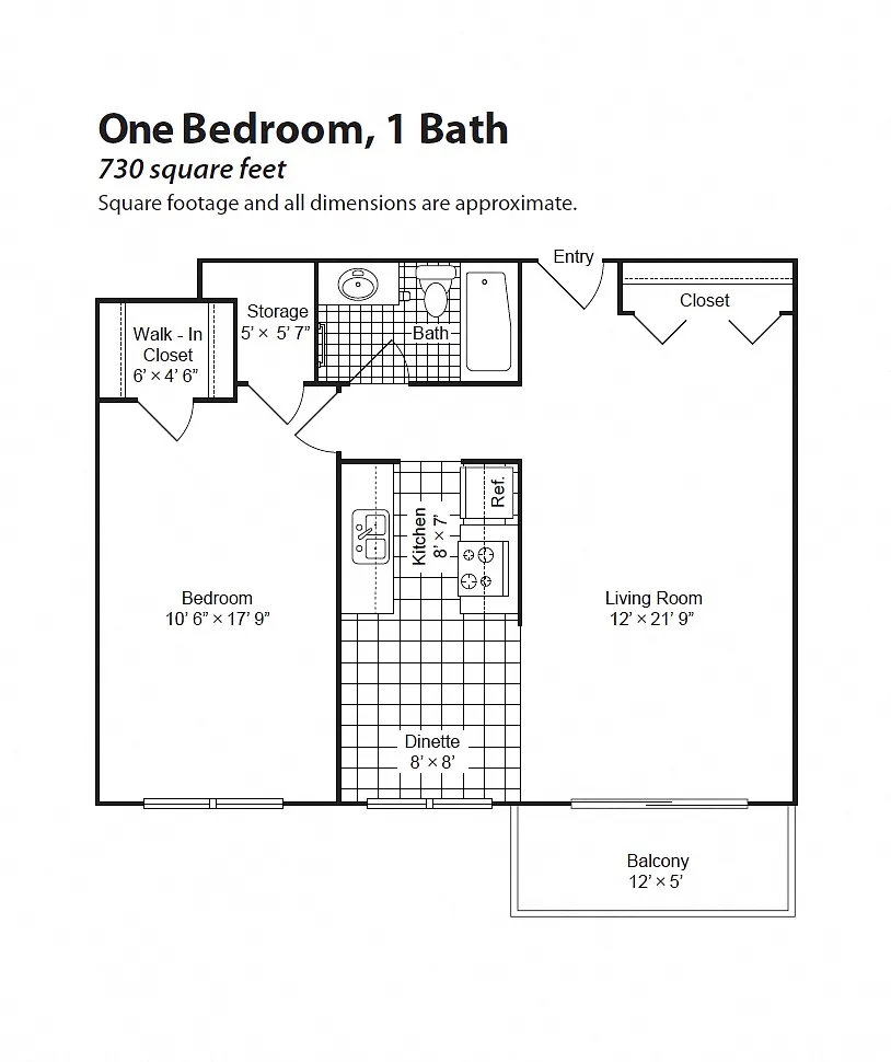 Floor plan Renovated 1 Bedroom 1 Bath