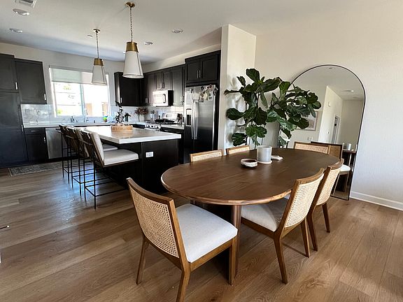 Dining area looking into the kitchen