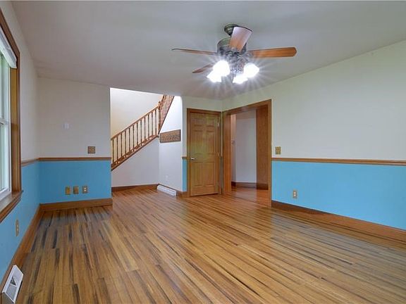 View of main entry way/foyer and Dining are with solid Bamboo flooring.