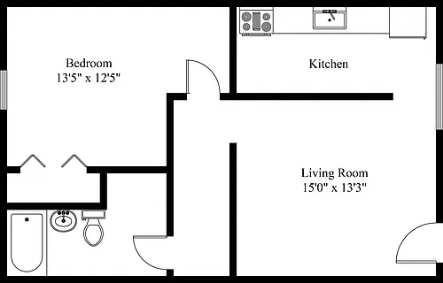 Floor plan 1 Bedroom Large